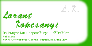 lorant kopcsanyi business card